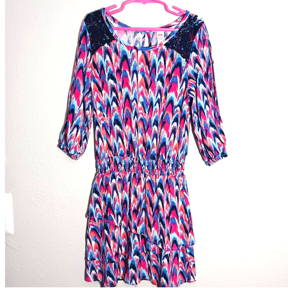 Justice Dresses Justice Girls Colorful Geometric Print Sequin